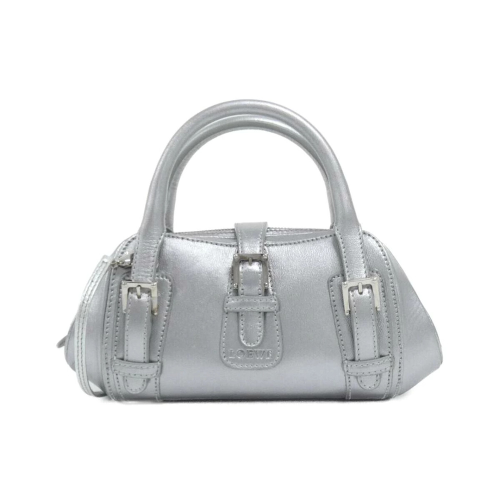Loewe Senda handbag metallic silver leather